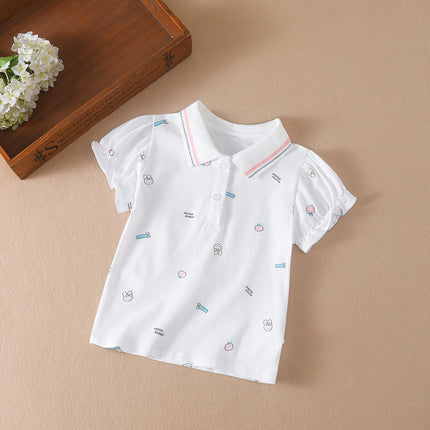 Baby Girls Summer Shirt 2025 New Kids Cotton Short Sleeved Clothes Kids Polo T-shirt Baby Turn-Down Collar Clothes