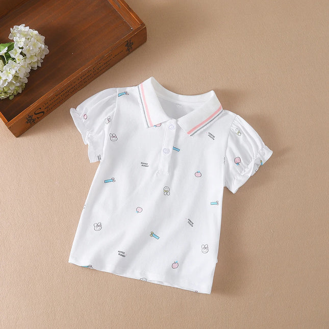 Baby Girls Summer Shirt 2025 New Kids Cotton Short Sleeved Clothes Kids Polo T-shirt Baby Turn-Down Collar Clothes