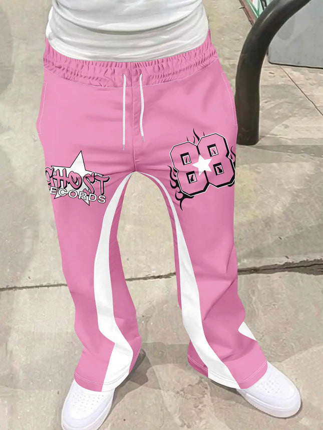 Y2k Flared Pants Men Loose 3D Print Trousers Casual Sweatpants Mid Waist Sporty Female Clothes Streetwear Hip Hop Vintage Pants
