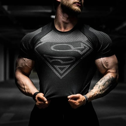 Hot-selling Marvel Superman Tight-fitting Casual T-shirt for Men Women Adults Children Family Pack Round-neck T-shirt Large Size