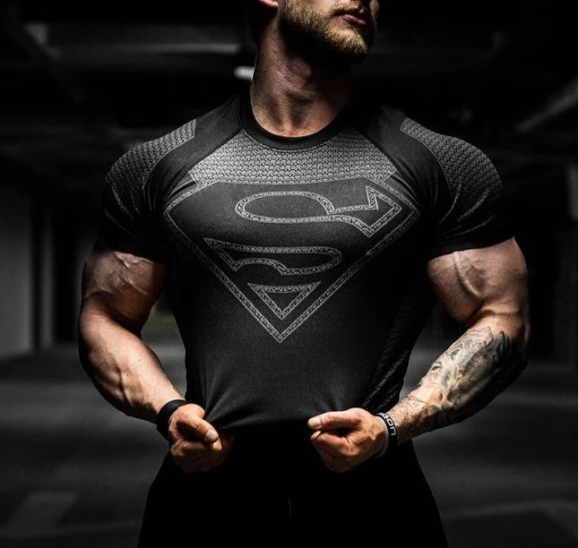 Hot-selling Marvel Superman Tight-fitting Casual T-shirt for Men Women Adults Children Family Pack Round-neck T-shirt Large Size