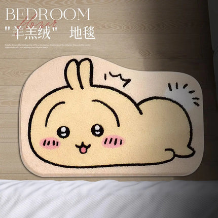 Kawaii Chiikawa Cute Rug Plush Floor Mat Bathroom Non-Slip Carpet Car Cushion Soft Living Room Decor Usagi Hachiware Gift Toy