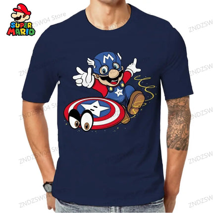 Mario 2024 Y2k Harajuku Style Men's Children's T-Shirt Quick Dry Parent-child Wear Tops Streetwear Fashion 110-6XL Oversize Man