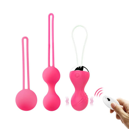 Vaginal Exercise Dumbbells for Women USB Rechargeable 10-Frequency Wireless Remote Control Vibrating Ball Set Adult Toys Female