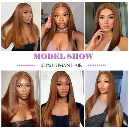 #30 Brown Straight 2x6 Human Hair Lace Closure Long Deep Parting Brazilian Virgin Hair 10-22 Inch 150% Density Full End