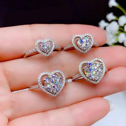 100% Real Moissanite Ring D VVS1 Pass Diamond Test Pen Adjustable Size S925 Sliver GRA Certificate Wedding Rings for Women
