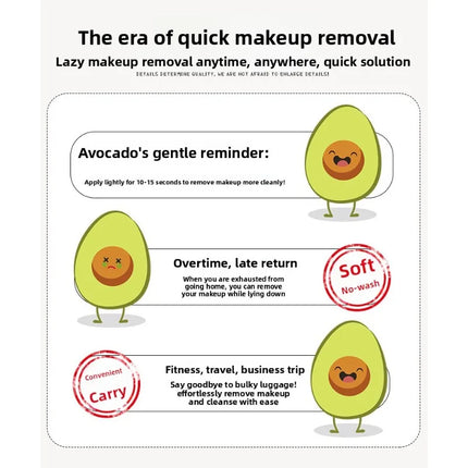 1pcs Avocado Makeup Remover Wet Wipes for Deep and Gentle Cleansing of The Face Portable No Wash Makeup Remover Wipes