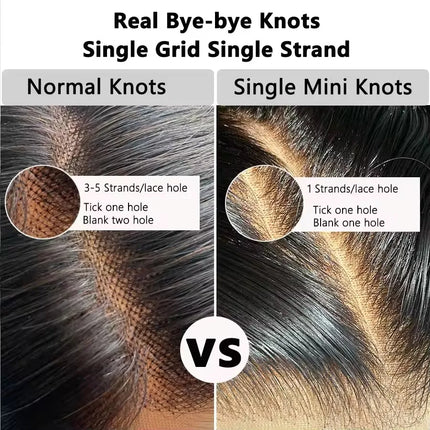 Eva Hair Bye Bye Knot 5x5 HD Lace Closure Pre Plucked Straight Human Hair Closures Mini Single Knot HD Lace Melted All Skins