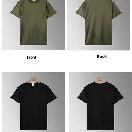 Men's Short Sleeve Sport T-shirt Quick Dry Running Blue Football Training Fitness Casual Wear Polyester Fiber round Neck T-shirt
