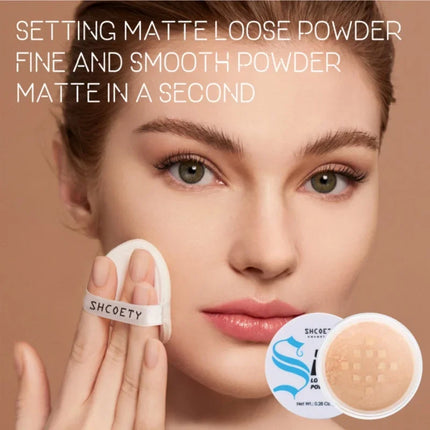 Matte Face Pressed Powder 24 Hours Oil Control Natural Setting Powder Foundation Full Coverage Waterproof Lasting Makeup