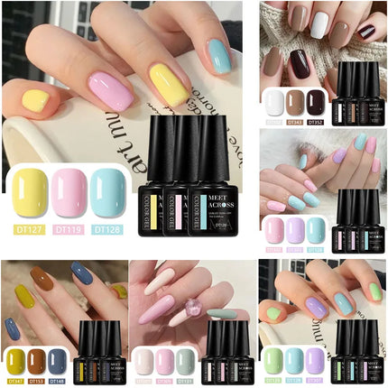 3pcs Macaron Color Gel Nail Polish Set HEMA TPO FREE Semi Permanent Soak Off UV Gel Varnish For Spring Summer Nail Supplies DIY