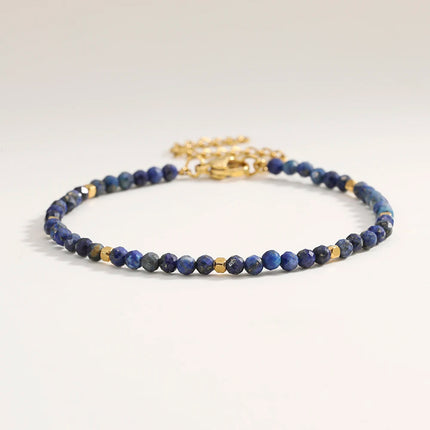 Muliti-color 3mm Faceted Nature Stone Beaded Bracelet For Women Shiny Stainless Steel Square Spacers Exquisite Party Gift