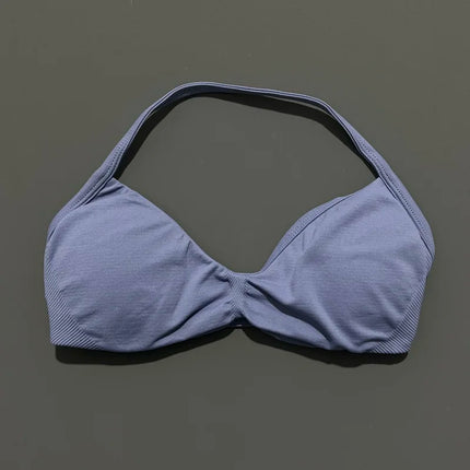 HISTELLO Impacts Strappy Bra Gym Top Women High Support Thin Strap Halter Sports Seamless Bra Scrunch Push-up Workout Yoga Tanks