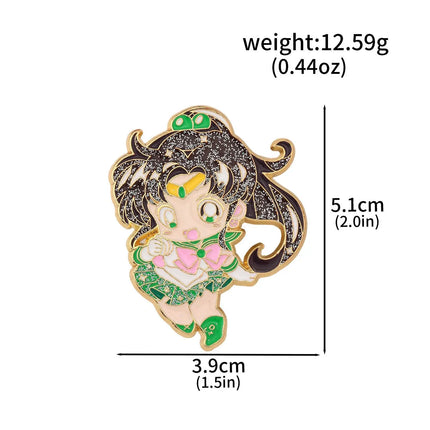 Anime Cartoon Moon Tsukino Usagi Enamel Keychain Necklace for Women Girl Magic Brooch Aino Minako Pin Cosplay Jewelry Gift