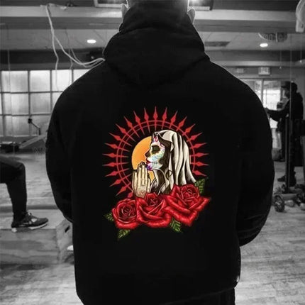 2025 unisex high-quality Santa Claus death hooded sweatshirt, trendy and fashionable, versatile vintage classic sportswear.