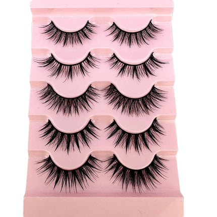 New 5 Pairs Wet False Eyelashes Naturally Wear False Eyelashes Everyday Sharp Tail Thick Simulation Cross Makeup Lashes