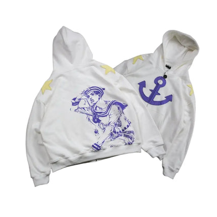Jojo Bizarre Adventure Zip Up Hoodies Oversized Mens Womens Star Design Zip Hoodie Harajuku Y2k Hip Hop Couple Street Sweatshirt