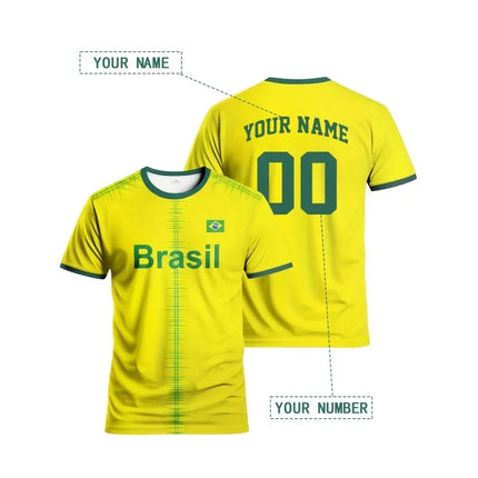 3D Printed Brazil Sports T-Shirt For Men Customized Pattern Tees Fashion Unisex Casual Street Round Neck Short Sleeve T Shirts