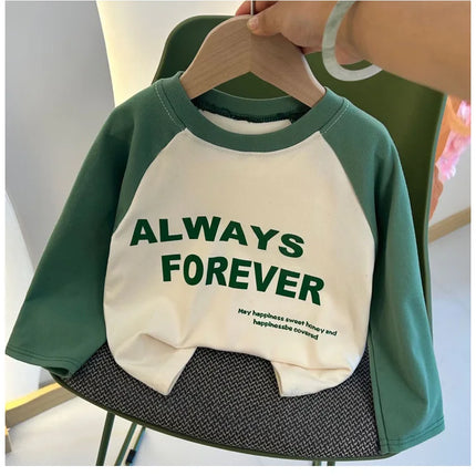 New Autumn Girls and Boys Long Sleeve T-shirt Base Shirt Letter Korean Style Children Clothing