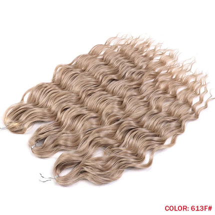 Noble Braiding Hair Extensions 24 Inch Synthetic Hair Water Wave Ombre Rainbow color Deep Wave Curl Twist Crochet Hair Extension