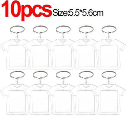 1/20Pcs Blank Acrylic Picture Keychain DIY Clear Insert Photo Split Key Ring Frame Key Chains Couple Anniversary Graduation Gift