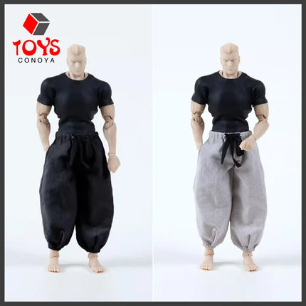 1/12 Scale Male Soldier Tight Black T-shirt Grey Loose Pants Clothes Model Fit 6 inch Romankey X COWL Action Figure Body