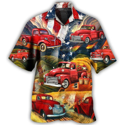 Hawaiian Men Shirt 3D Car Print Short Sleeve Blouse Summer Beach Vacation single Breasted Fashion Lapel Men's Clothing
