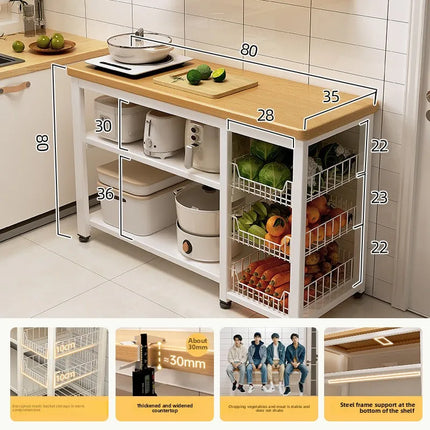 Multifunctional Storage Rack Thick Countertop Heavy Duty Shelf Unit for Kitchen Pantry Garage Home Furniture Organizer Cabinet