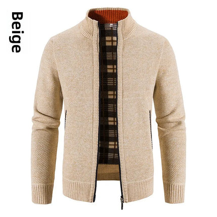 Men's Thickened Woolen Cardigan Coat Zipper Collar Knitted Sweater Autumn Winter New Style Fashion Urban Youth Casual Knitwear