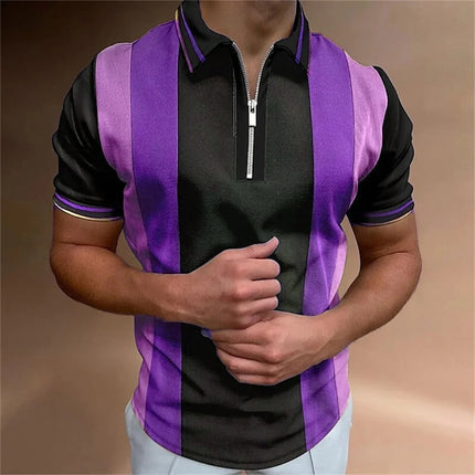 Men's Tops Polo Golf Men's King Print T Shirt High Quality Turndown Short Sleeve Zipper Pullover Original Golf Wear Men Clothing