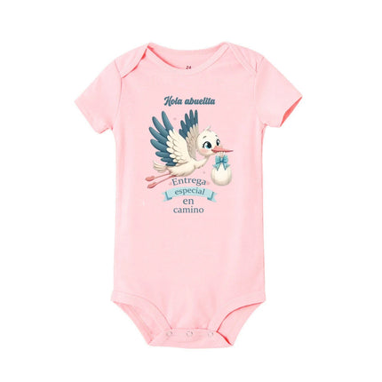 Hello Grandma Special Delivery on The Way Print Baby Romper Pregnancy Announcement Infant Jumpsuit Newborn Short Sleeve Bodysuit