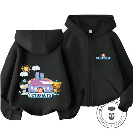 Cute Kawaii 2026 Octonauts Zipper Hoodie 3-14Y Boys Girls Autumn Winter Cartoon Street Hot Fashion Outdoor Casual Lovely