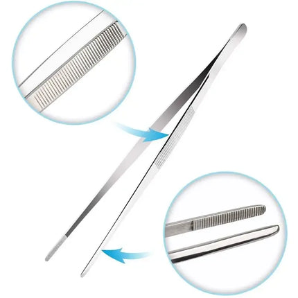 5/6/8/10/12 Inch Stainless Steel Straight Tweezer Plant Tweezer Feeding Tongs Aquarium Tweezers for Gardening Fish Tank Aquatic