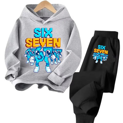 Six Seven Print Kids Hoodies Sets Italian Brainrot Steal A BrainRot Trucksuit Children's 67 Korean Sweatshirt Girls Boys Clothes