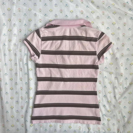 Stripes Maiden Chic Vintage Sweet Clothing Y2K Elegant Women's T-shirts Cute Slim Aesthetic Polo Tops Classic Harajuku Fashion Tee