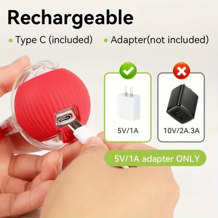Cat Interactive Ball Toy Automatic Rolling Ball Faux Tail Rechargeable Smart Pet Electric Toy Dog Cat Training Imitate Mouse
