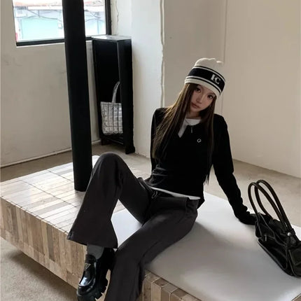 2024 Autumn Winter Long Sleeves Korean Fashion Style O-neck T-shirt for Women Fake Two-Piece T-shirts Ladies Top Tee Clothes