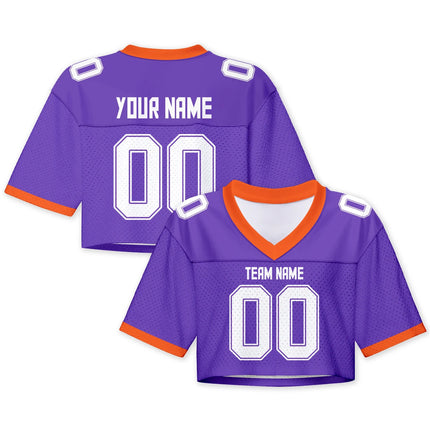 Custom American Football Jersey Crop Top for Women & Girls Plain Sporty Cropped Shirt Personalized Name Number Jerseys Fans Gift