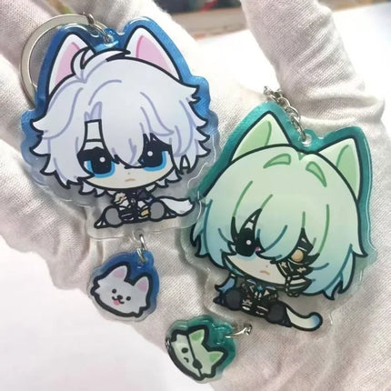 Honkai Star Rail Animals Ear Anime Keychain Phainon Acrylic Key Chains Anaxa Car Key Ring Women Bag Pendant Kawaii Ornament Gift