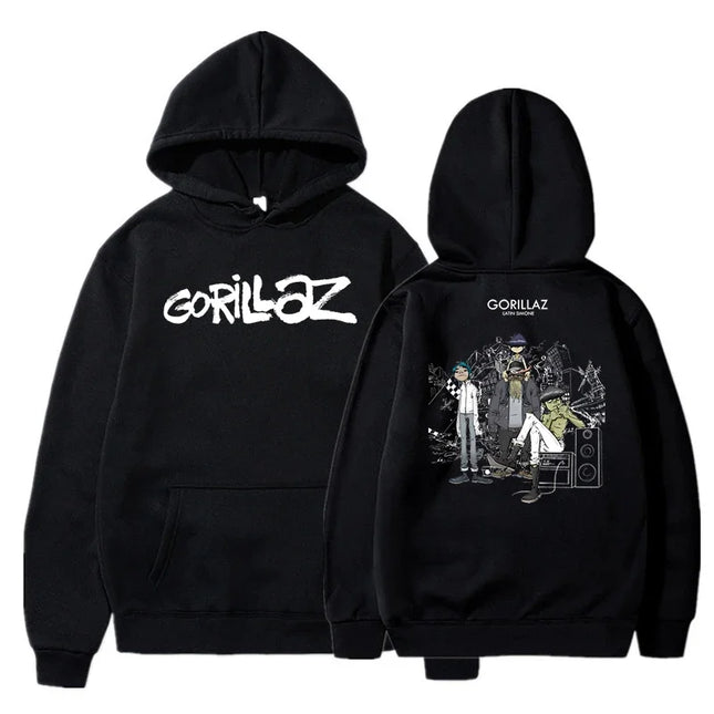 The Autumn and Winter Pullovers Long Sleeve Loose Soft Sweatshirt Streetwear Coat Gorillaz Printing Women and Men Hoodie