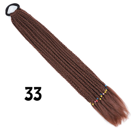 Synthetic Gradient Color Dirty Braided Ponytail Extensions With Elastic Band 24" Rainbow Braid Pony Tail Hairpiece For Girl
