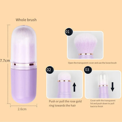 Portable Telescopic Makeup Brush Kabuki Capsule-shape Multifunctional Travel Makeup Brushes Soft Hair Powder Blush Beauty Tools