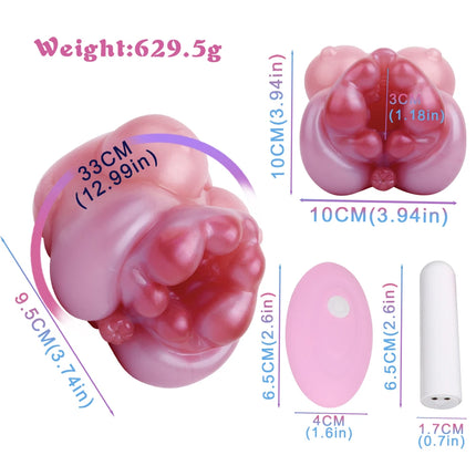 GEEBA 3D Realistic Male Masturbator with Breast Design Soft Silicone Pocket Pussy Stroker USB Rechargeable Vibration Men Sex Toy