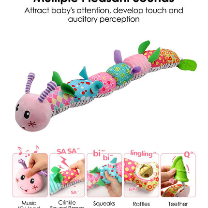 Baby Rattle Musical Caterpillar Worm Soft Infant Plush Toys Educational Interactive Sensory Toy for Babies Newborn Toddler Gift