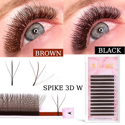 RUJADE 3D 4D 5D Premade Fans Eyelash Extension Y W Shape Fairy Spike Soft Automatic Blooming Faux Individual Clover Lash