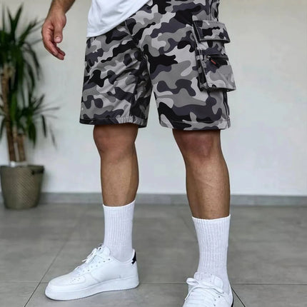 Summer Men's Cargo Shorts Loose Casual Elastic Waist Outdoor Jogging Tactical Shorts Multi-pockets Male Work Hiking Short Pants