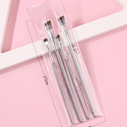 4PCS Liquid Eyeliner Brush Ultra Thin Fine Oblique Angle Flat Head Eyebrow Brush