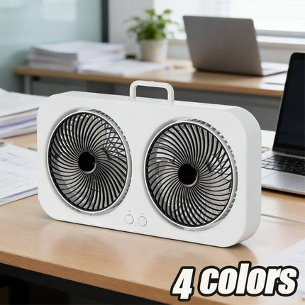Double Head Portable Fan Two Way Wall Mountable Desktop High Wind Power Fan for Home Office Camping Bedroom Use
