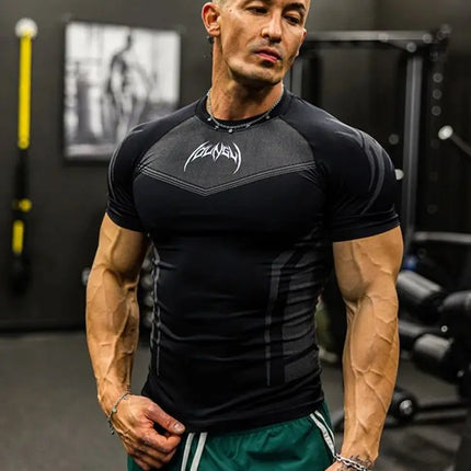 Summer fitness exercise slim fit breathable short sleeved men's suitable fitness running training cycling T-shirt