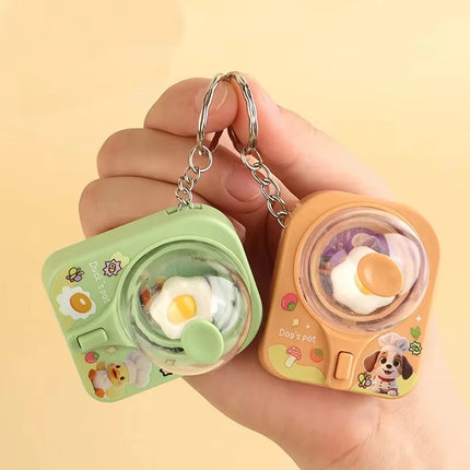 FTCY Cartoon Mini Egg Flipper Creative Fun Fried Egg Machine Keychain Stress Relief Pass The Time Clicker Toys Pendant Keychain